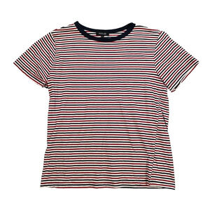 Roolee Striped Ringer T- Shirt Red White Blue Short Sleeve Women's Large Top